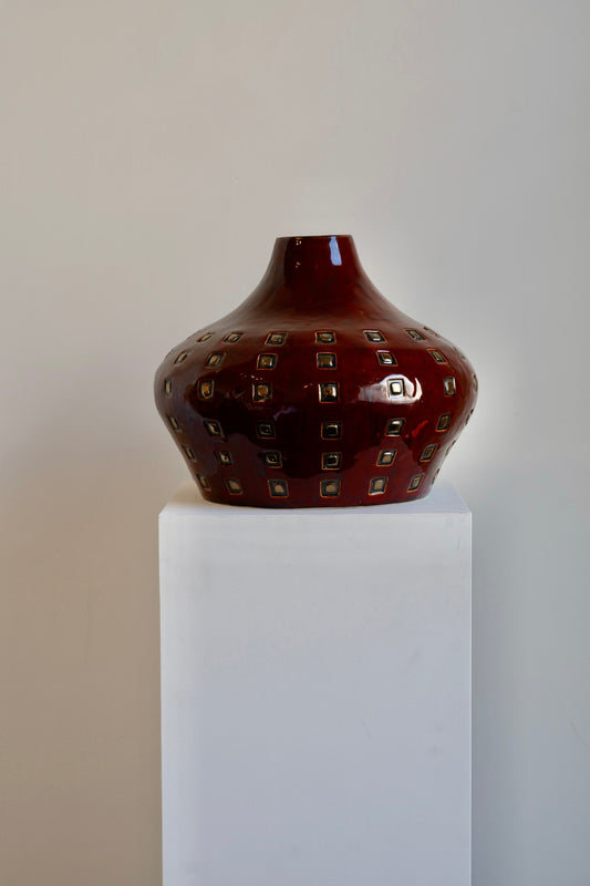 Oxblood Stamped Vessel