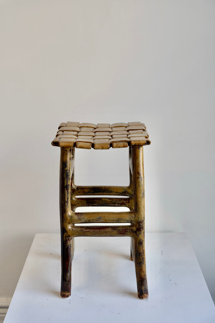 Stoneware Stool - Light Brown
