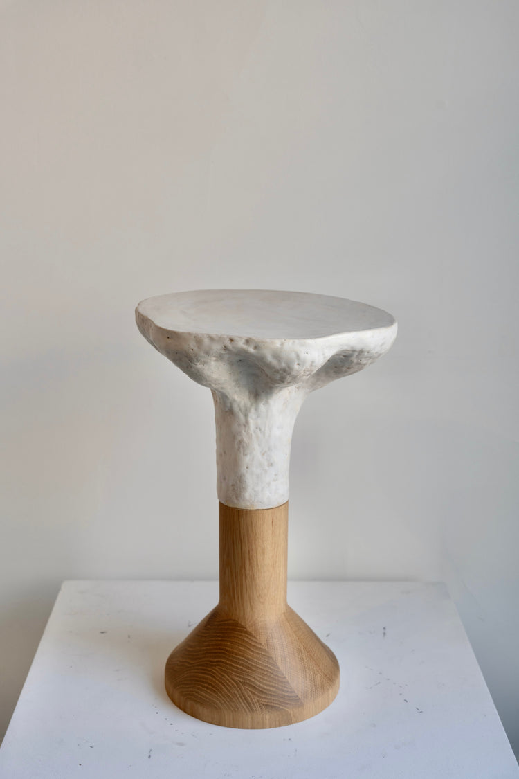 Ceramic and White Oak Pedestal Table
