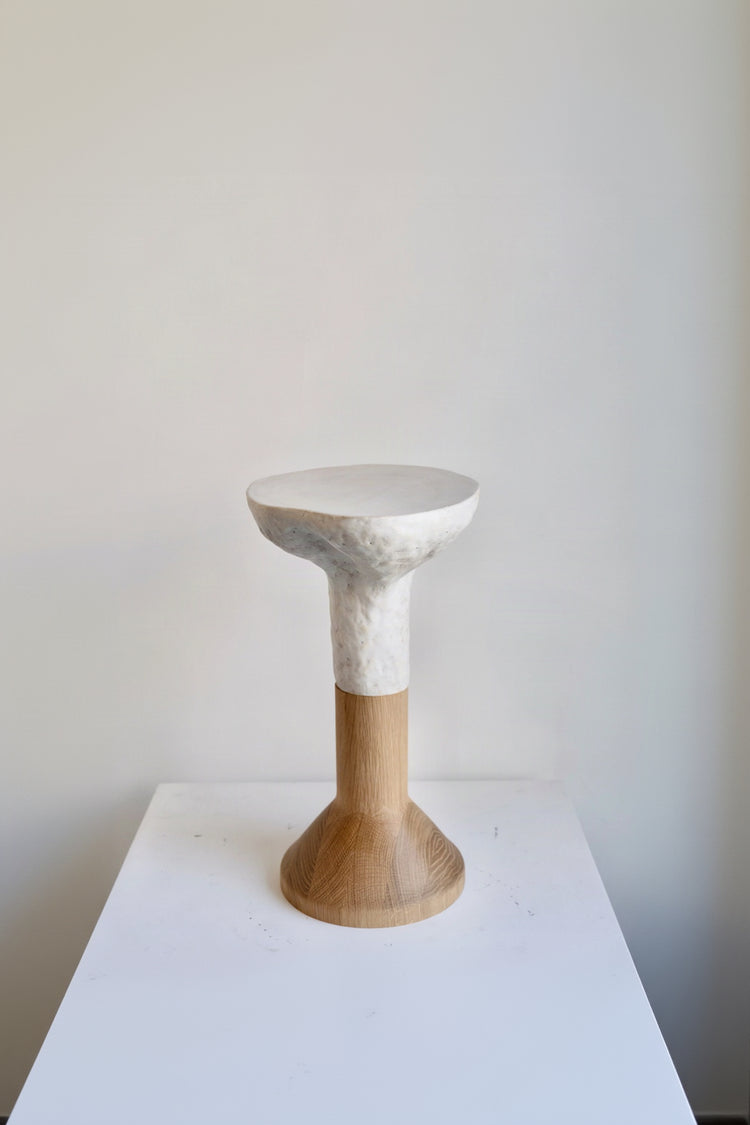 Ceramic and White Oak Pedestal Table
