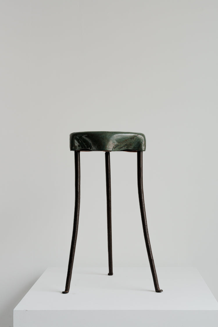 Dark Green Table with Iron