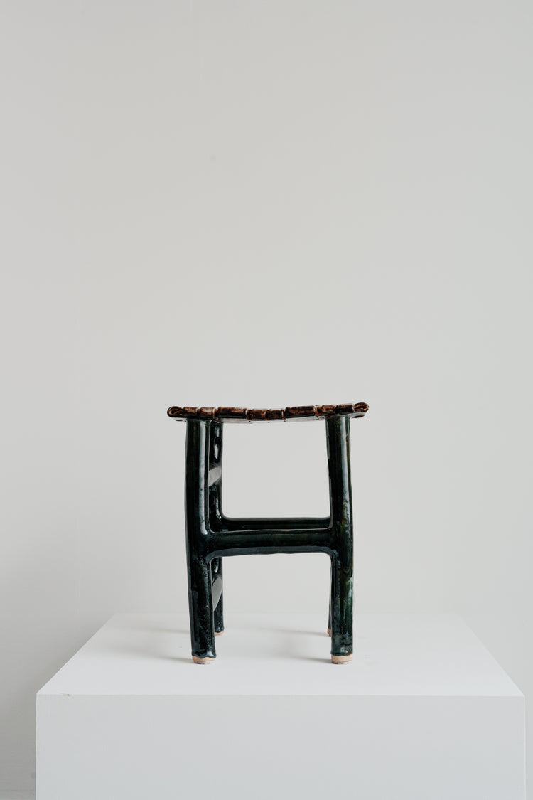 Stoneware Stool - Brown/Green