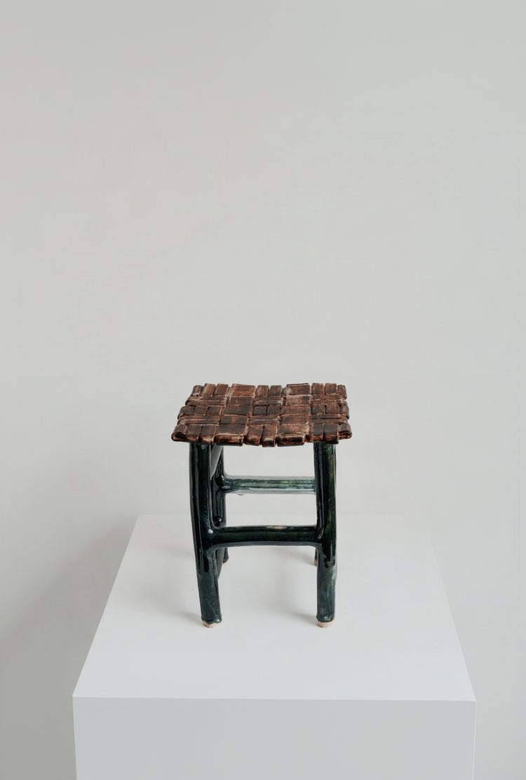 Stoneware Stool - Brown/Green