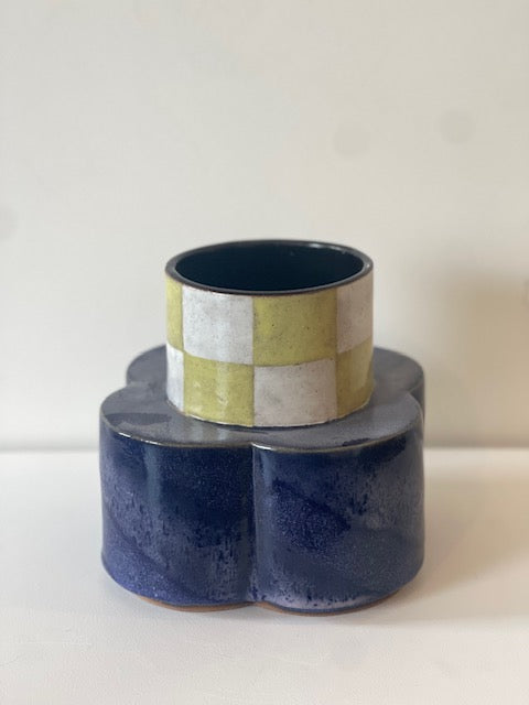 Deep Purple Checkered Vase