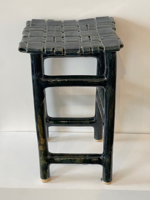 Stoneware Stool - Blue/Green Tall