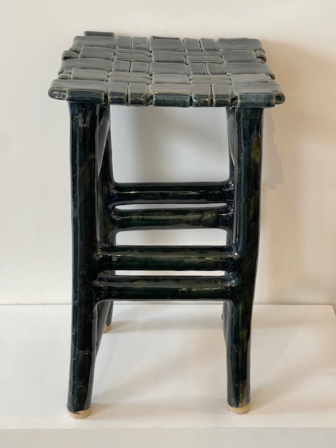 Stoneware Stool - Blue/Green Tall