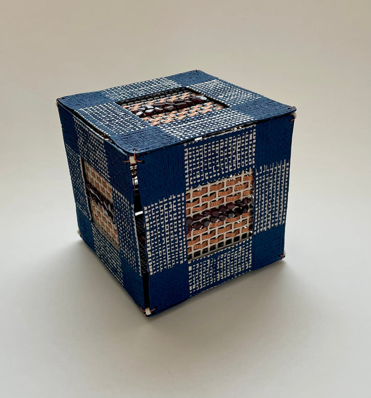 Blue Box with Copper Wire and Garnets