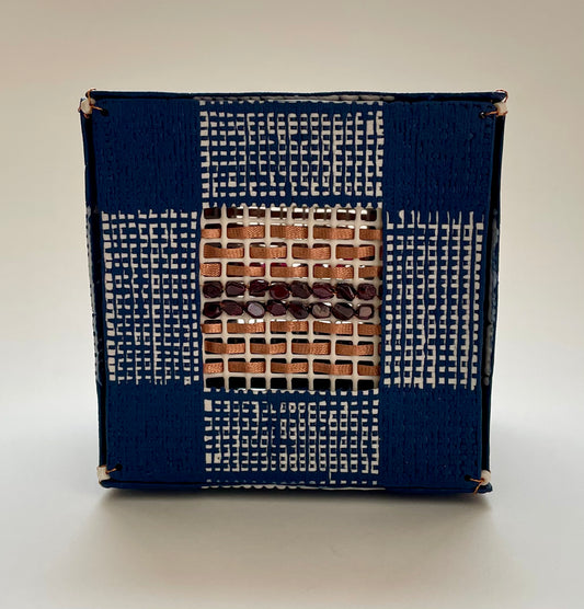 Blue Box with Copper Wire and Garnets