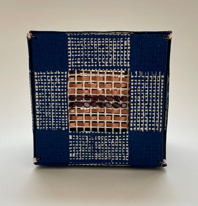 Blue Box with Copper Wire and Garnets