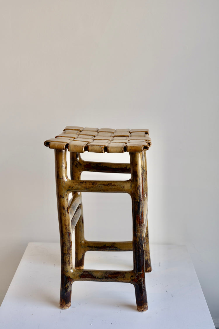 Stoneware Stool - Light Brown