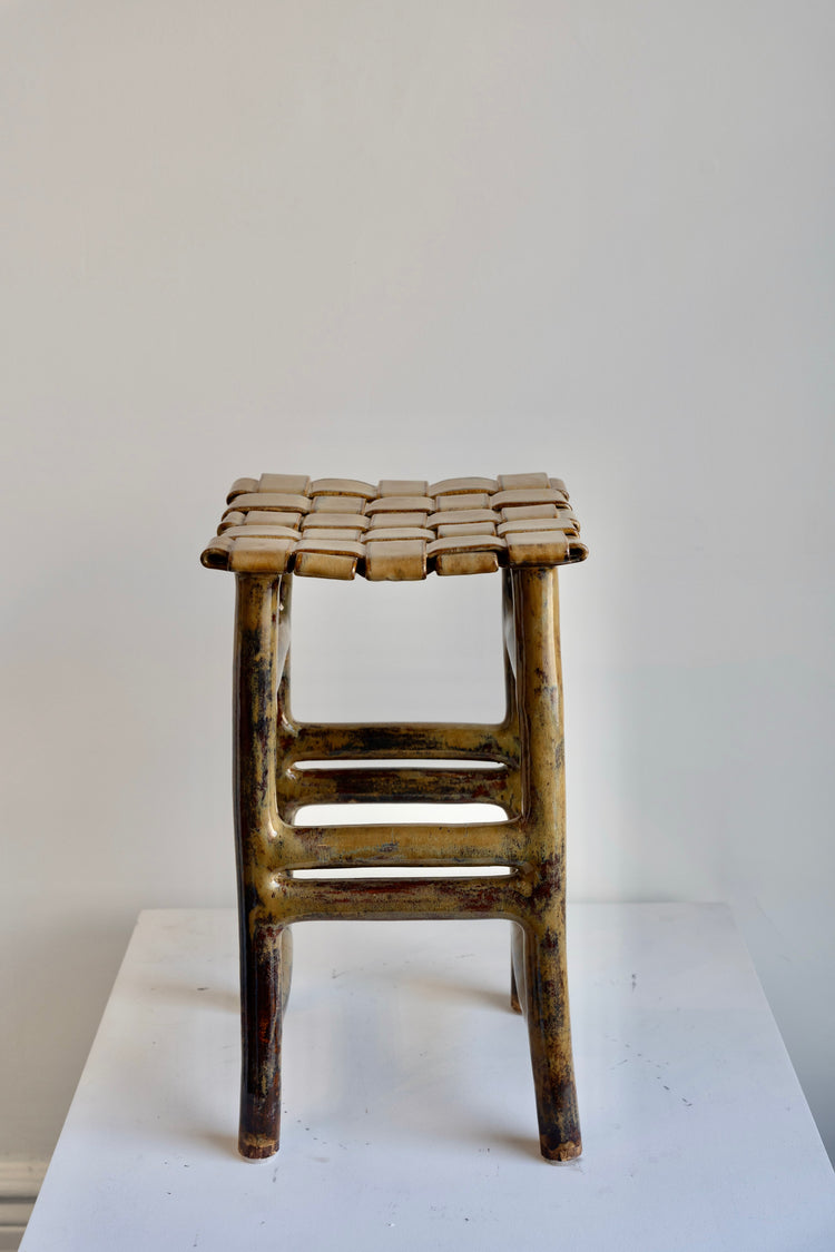Stoneware Stool - Light Brown