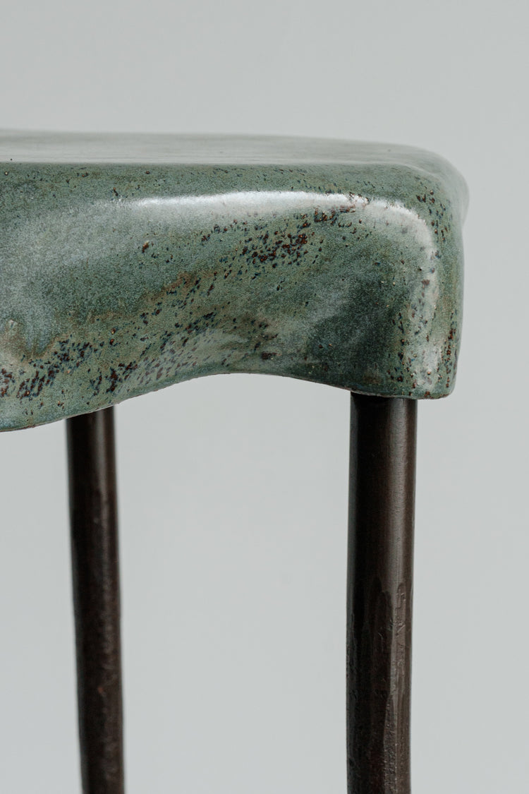Dark Green Table with Iron
