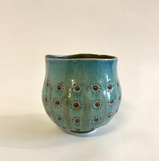 Turquoise Stamped Vessel - Small