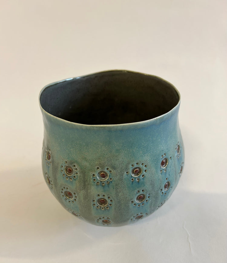 Turquoise Stamped Vessel - Small