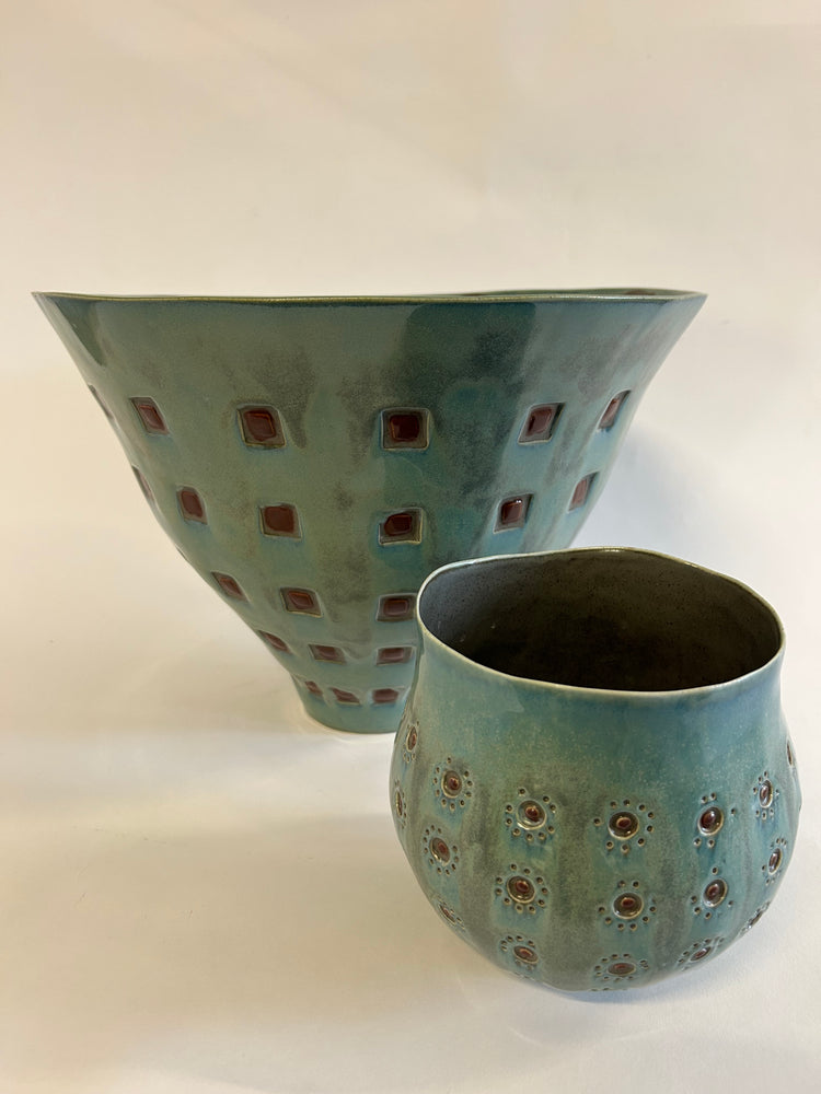 Turquoise Stamped Vessel - Small