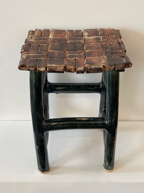 Stoneware Stool - Brown/Green