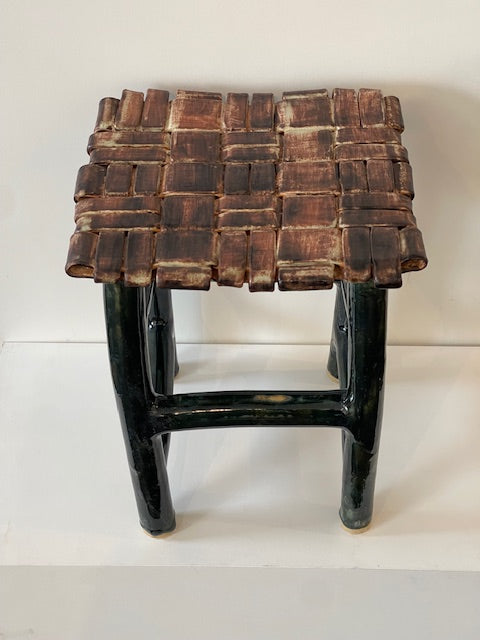 Stoneware Stool - Brown/Green