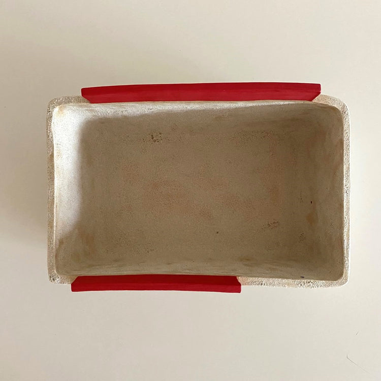 Rectangular Vessel with Red