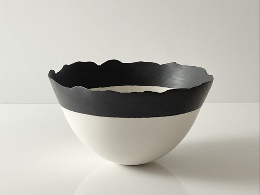 Black and White Torn Edge Bowl - Large