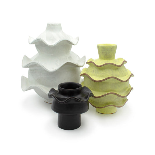 Matte White Ruffle Vase
