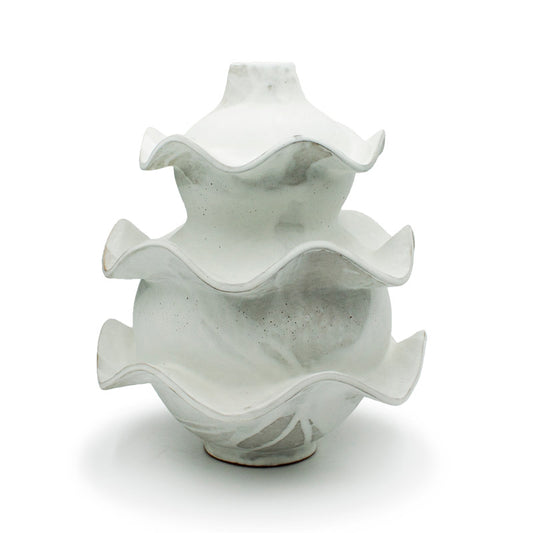 Matte White Ruffle Vase