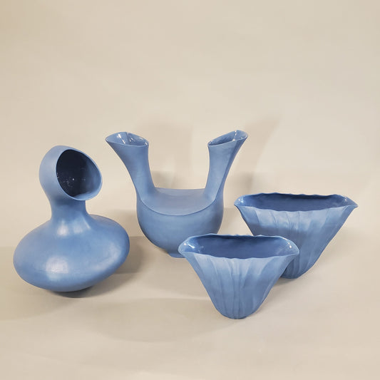 Carved Blue Vessel - Small
